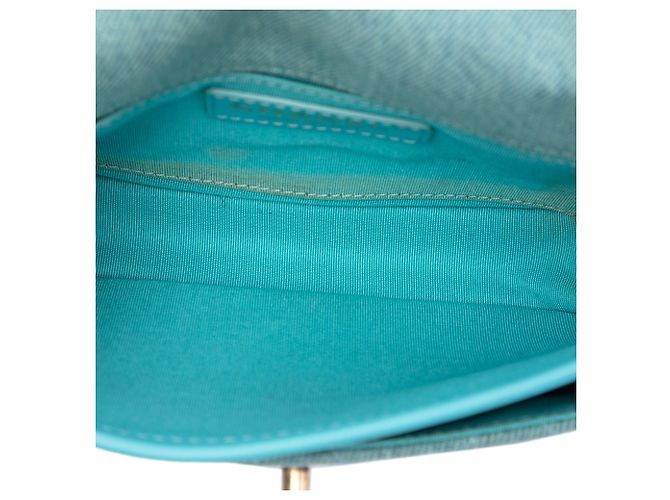 Borsa a tracolla Chanel Mini CC in denim trapuntato blu - vista 4