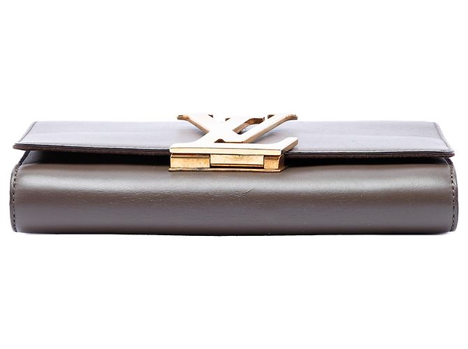 Bolsa de ombro Louis Vuitton Louise Chain MM em couro cinza - vista 3