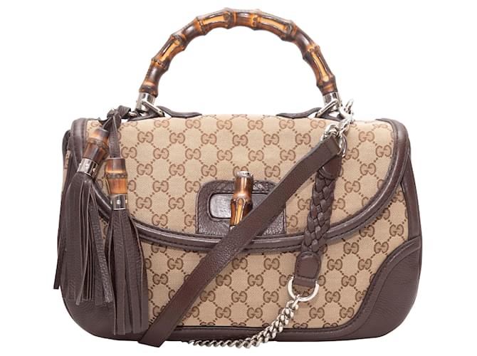 Bamboo Borsa con manico in bambù e monogramma Gucci marrone - vista 2