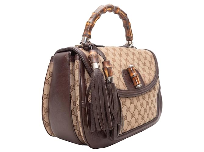 Bamboo Borsa con manico in bambù e monogramma Gucci marrone - vista 3