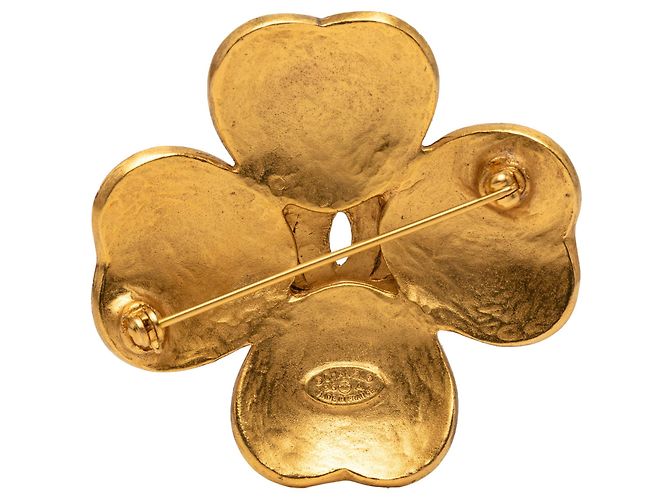 Spilla Chanel CC a trifoglio di vite placcata oro D'oro - vista 2