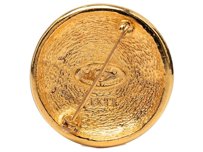 Spilla rotonda Sunburst Chanel CC placcata oro D'oro - vista 2