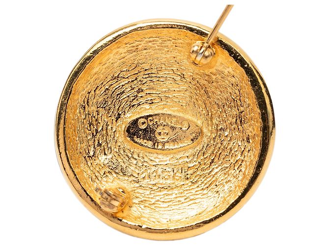 Spilla rotonda Sunburst Chanel CC placcata oro D'oro - vista 3