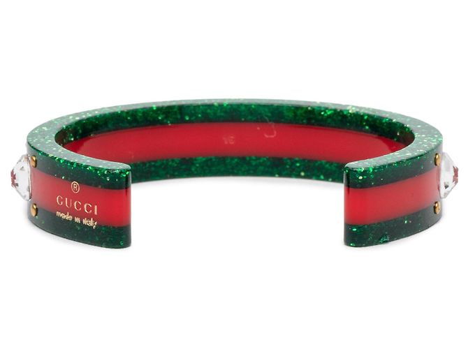Bracciale Cuff Web Bee in Resina e Strass Rosso Gucci - vista 3