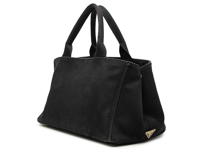 Tote Borsa satchel in tela Canapa Prada nera con logo Nero - vista 2