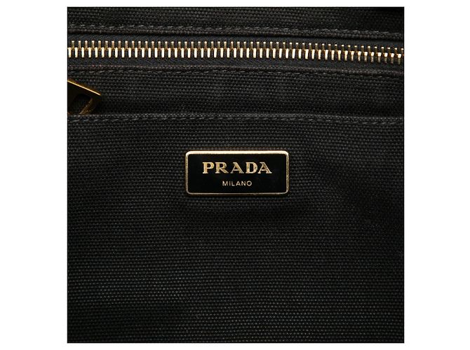 Tote Borsa satchel in tela Canapa Prada nera con logo Nero - vista 5