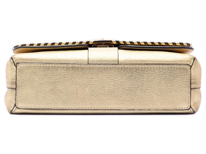 Borsa a tracolla Louis Vuitton Cuir Plume Ecume Metallic Gold Very Chain Bag D'oro - vista 3