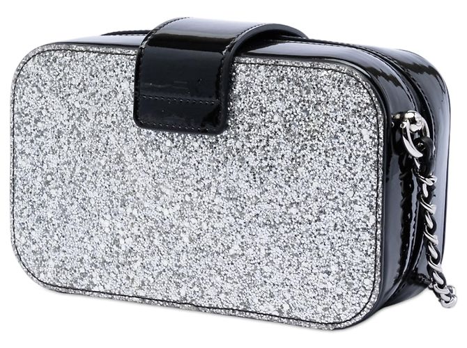 Borsa a tracolla Chanel Silver Glitter Patent Evening On The Moon Camera Case Argento - Ansicht 2