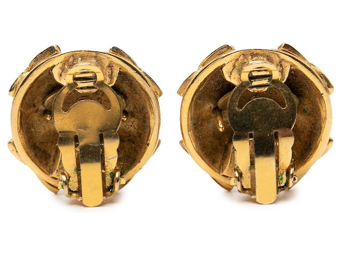 Orecchini a clip Chanel CC placcati oro con strass rotondi D'oro - vista 2