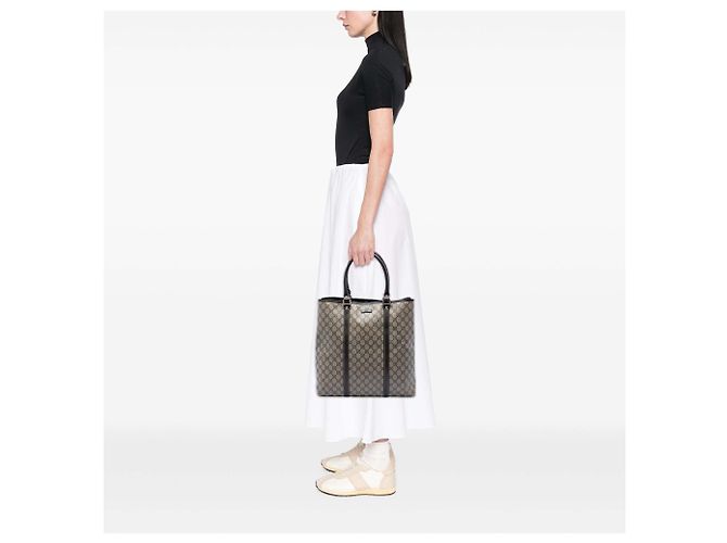 Tote verticale Gucci GG Supreme beige - vista 7