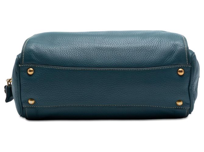 Borsa Bauletto Prada Vitello Daino blu - vista 3