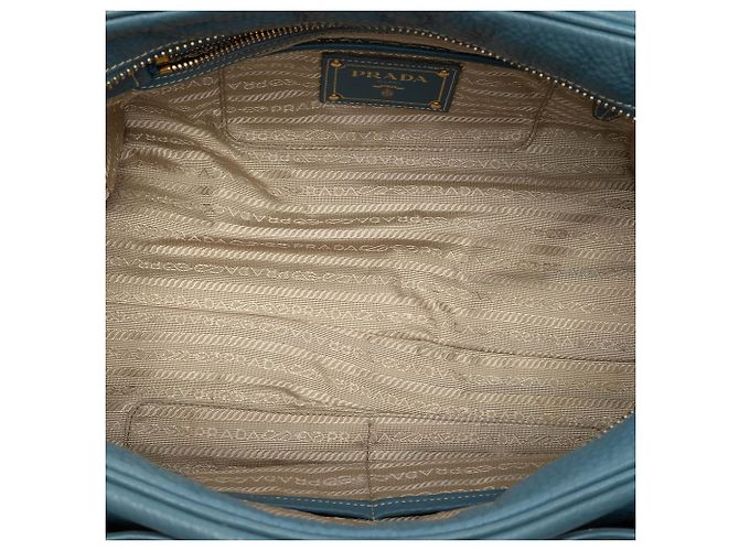 Borsa Bauletto Prada Vitello Daino blu - vista 4