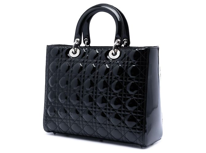 Borsa Dior Large Patent Cannage Lady Dior nera Nero - vista 2