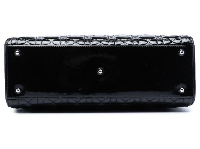 Borsa Dior Large Patent Cannage Lady Dior nera Nero - vista 3