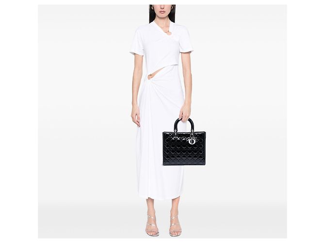 Borsa Dior Large Patent Cannage Lady Dior nera Nero - vista 6