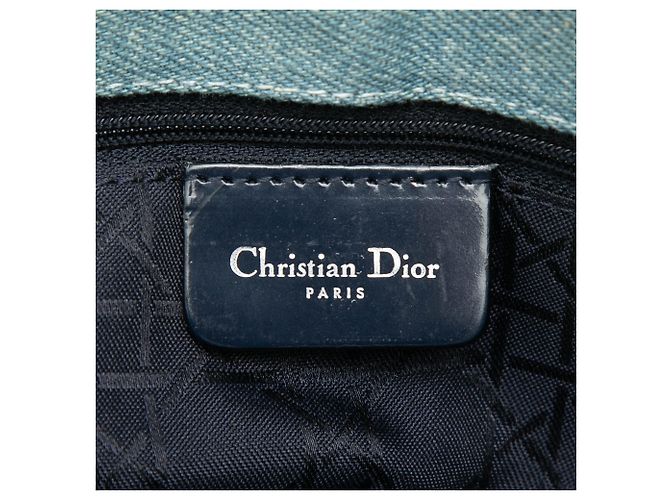 Lady Dior Satchel aus blauem Denim, Cannage, Acrylgriffe, Größe Large - Ansicht 5