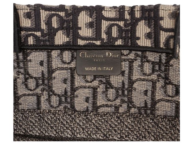 Blue Dior Medium Oblique Bestickte Canvas Book Tote Blau - Ansicht 5
