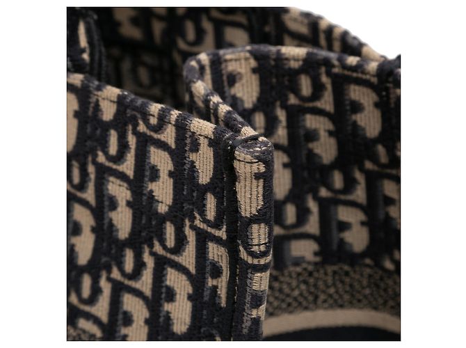 Blue Dior Medium Oblique Bestickte Canvas Book Tote Blau - Ansicht 6