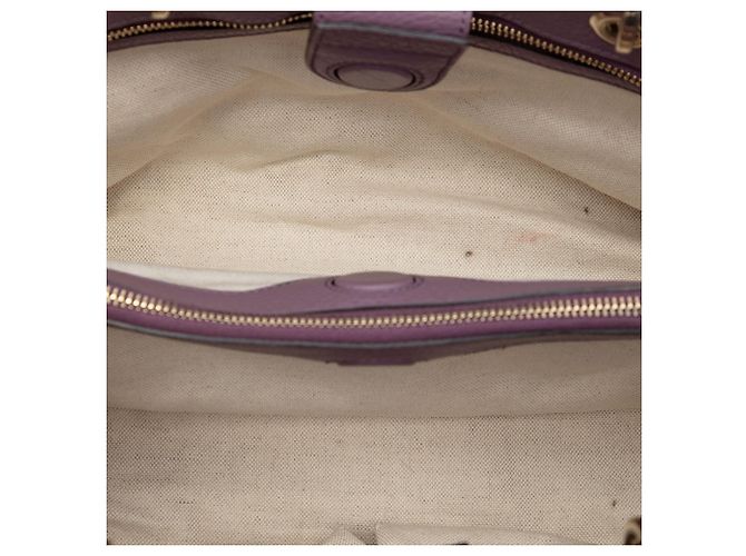 Bamboo Borsa shopper Gucci Medium in pelle di vitello viola con manico in bambù Porpora - vista 4