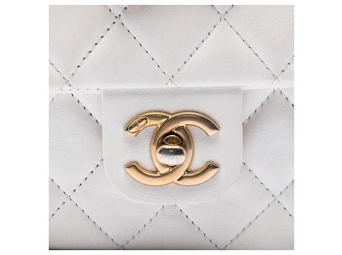 Borsa a tracolla Chanel Mini Square Classic Lambskin Enamel Coco Hearts Single Flap bianca Bianco - vista 5