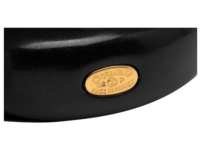 Anello Chanel in resina nera e metallo dorato con logo CC e camelia Nero - vista 4