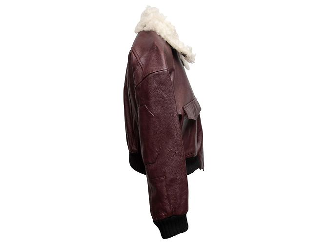Kurze Lederjacke in Burgundy & White Khaite Größe US 6 Rot - Ansicht 3