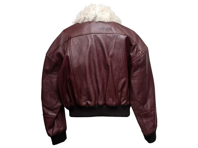 Kurze Lederjacke in Burgundy & White Khaite Größe US 6 Rot - Ansicht 4