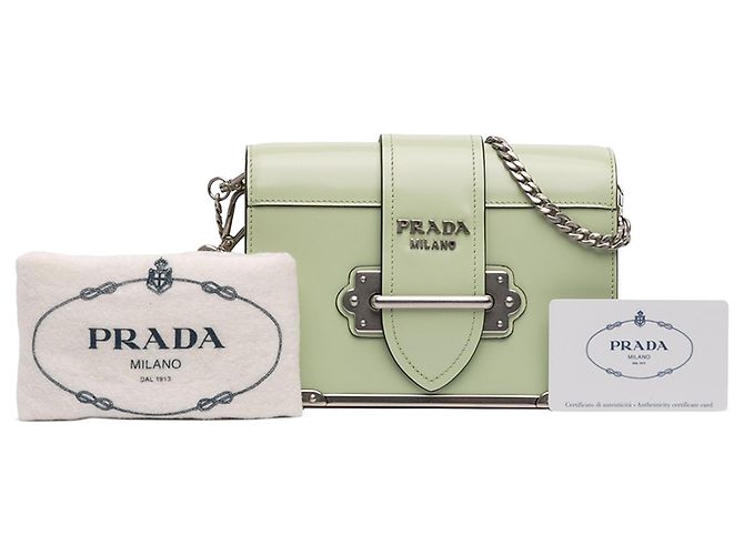 Borsa a tracolla Cahier in pelle di vitello morbida Spazzolato verde Prada - vista 12