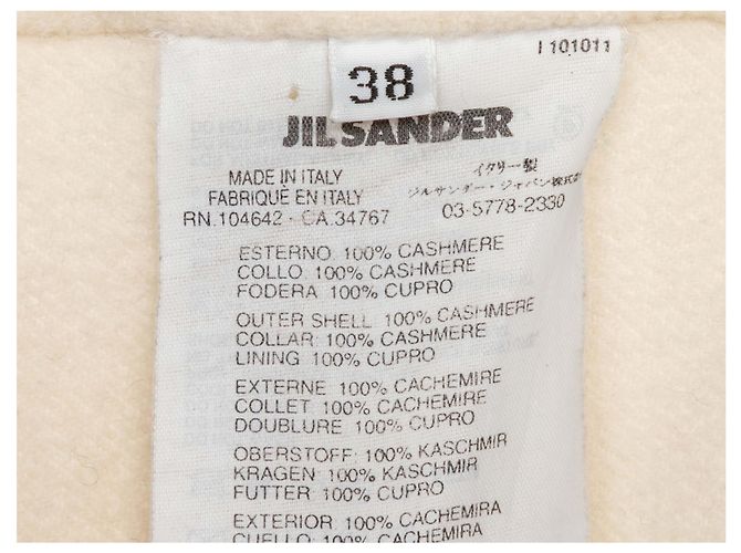 Abrigo largo de cachemira crema Jil Sander Talla IT 38 Blanco - vista 6