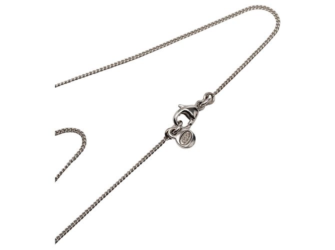 Collana con pendente Chanel CC in ottone con strass e trifoglio argento - vista 3