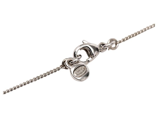Collana con pendente Chanel CC in ottone con strass e trifoglio argento - vista 4