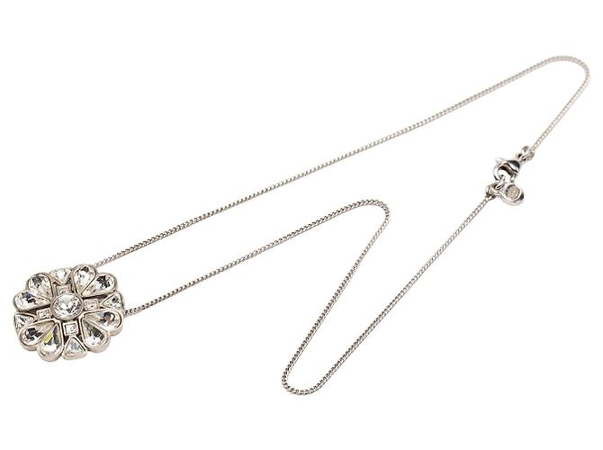 Collana con pendente Chanel CC in ottone con strass e trifoglio argento - vista 5