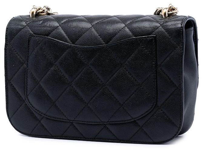 Borsa Chanel Small CC Trapuntata Caviar con Borchie Single Flap Nera Nero - vista 2