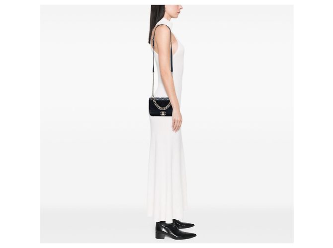 Borsa Chanel Small CC Trapuntata Caviar con Borchie Single Flap Nera Nero - vista 6