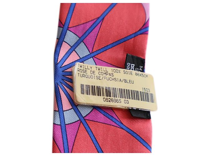 Blauer Hermès Rose De Compas Seiden Twilly Schal - Ansicht 2