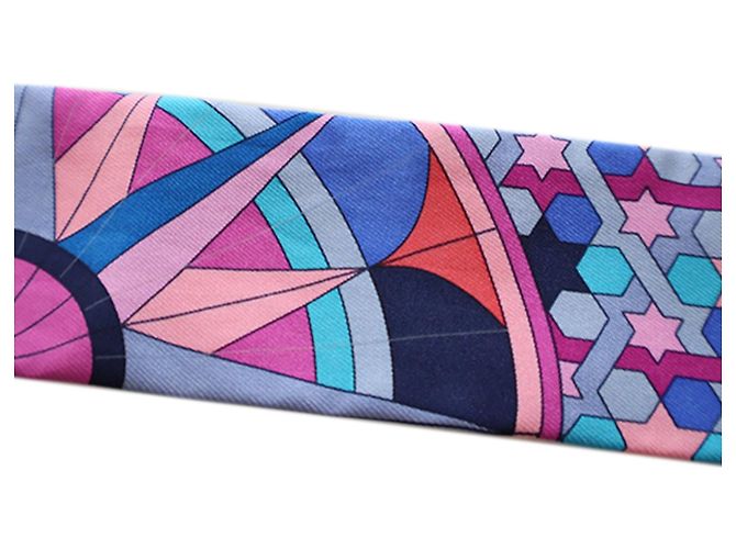 Blauer Hermès Rose De Compas Seiden Twilly Schal - Ansicht 4