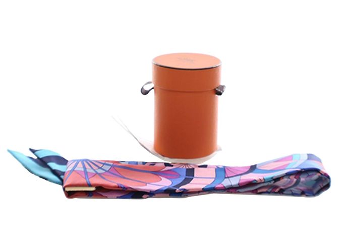 Blauer Hermès Rose De Compas Seiden Twilly Schal - Ansicht 6