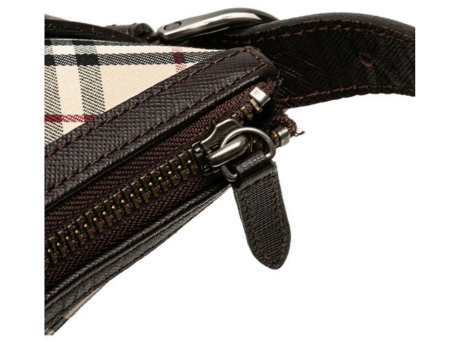 Borsa a tracolla in tela Burberry Nova Check beige - vista 7