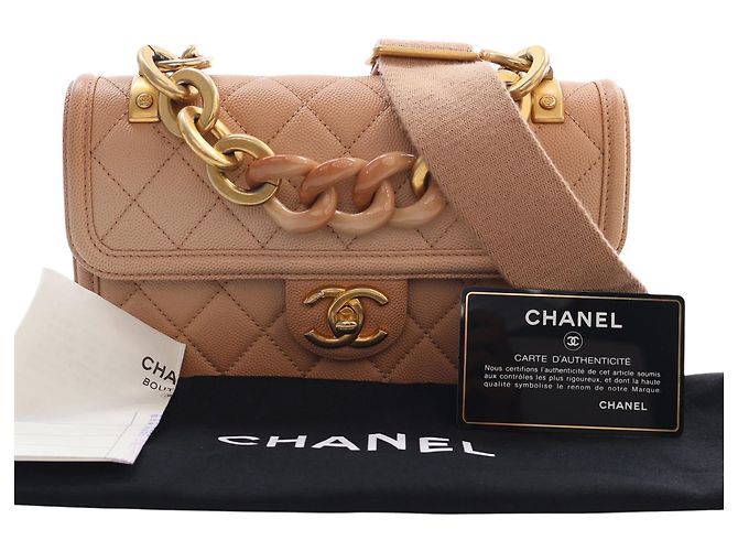 Borsa Chanel Small Quilted Caviar Sunset On The Sea Flap Beige - vista 13