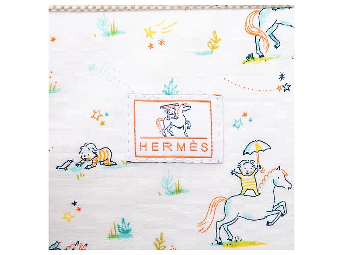 Borsa pannolini Hermès Toile Cabriole bianca Bianco - vista 5
