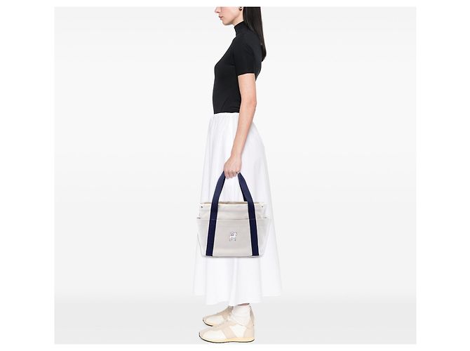 Borsa pannolini Hermès Toile Cabriole bianca Bianco - vista 6