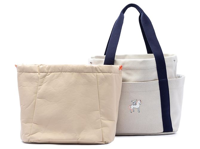 Borsa pannolini Hermès Toile Cabriole bianca Bianco - vista 7