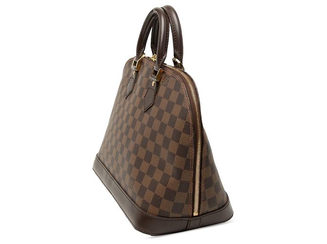 Borsa Louis Vuitton Alma PM in Damier Ebene marrone - vista 2