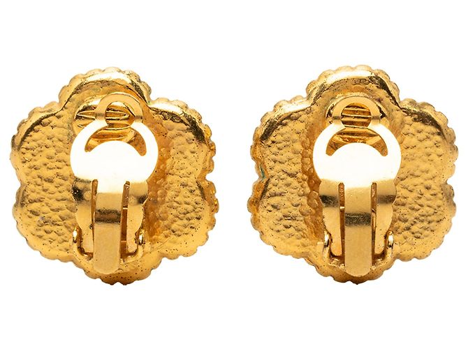 Orecchini a clip Chanel CC fiore placcati oro D'oro - vista 2