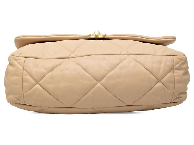 Borsa Chanel Maxi Lambskin 19 Flap Beige - vista 3