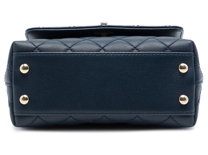 Chanel Extra Mini gesteppte Lammhaut Tasche Blau Rainbow Coco Top Handle Satchel - Ansicht 3