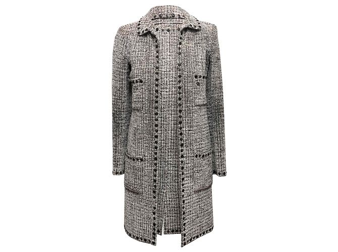 Black & White Chanel Boucle Collared Coat Size FR 36 - view 2