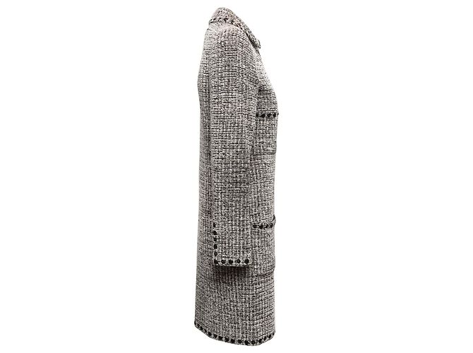 Black & White Chanel Boucle Collared Coat Size FR 36 - view 3