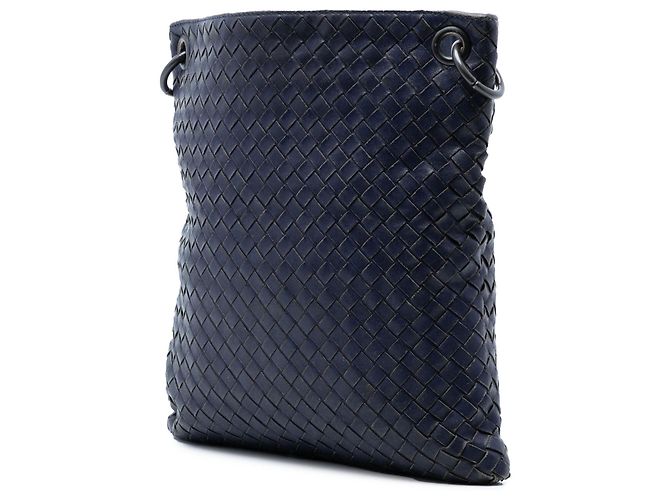 Borsa a tracolla in nappa intrecciato blu Bottega Veneta - vista 2