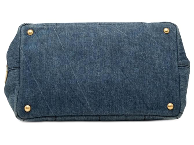 Tote Borsa Prada in denim blu Canapa con logo - vista 3